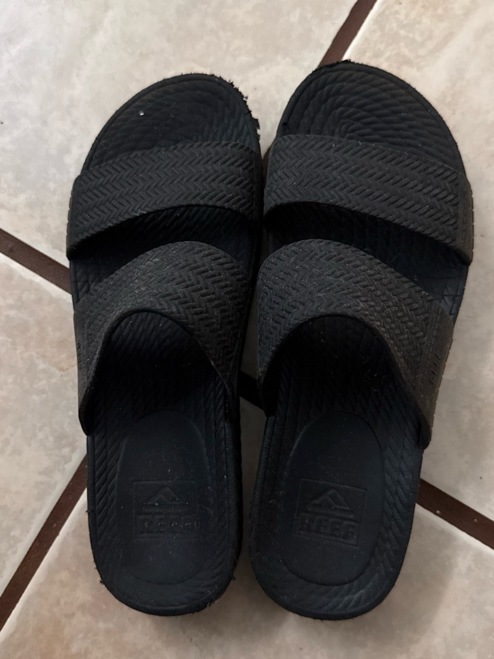 Reef Black Dual-Strap Slide Sandals